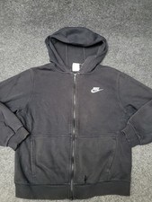 Nike Hoodie Youth Large Black Full Zip Fleece Swoosh Logo Sweatshirt Athletic