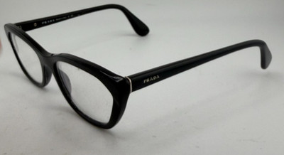PRADA EYEGLASSES FRAMES ONLY VPR03Q BLACK CAT EYE FULL RIM 54-18-140