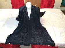 J. Jill Knit Ruana Wrap Cotton Blend Navy Womens One Size