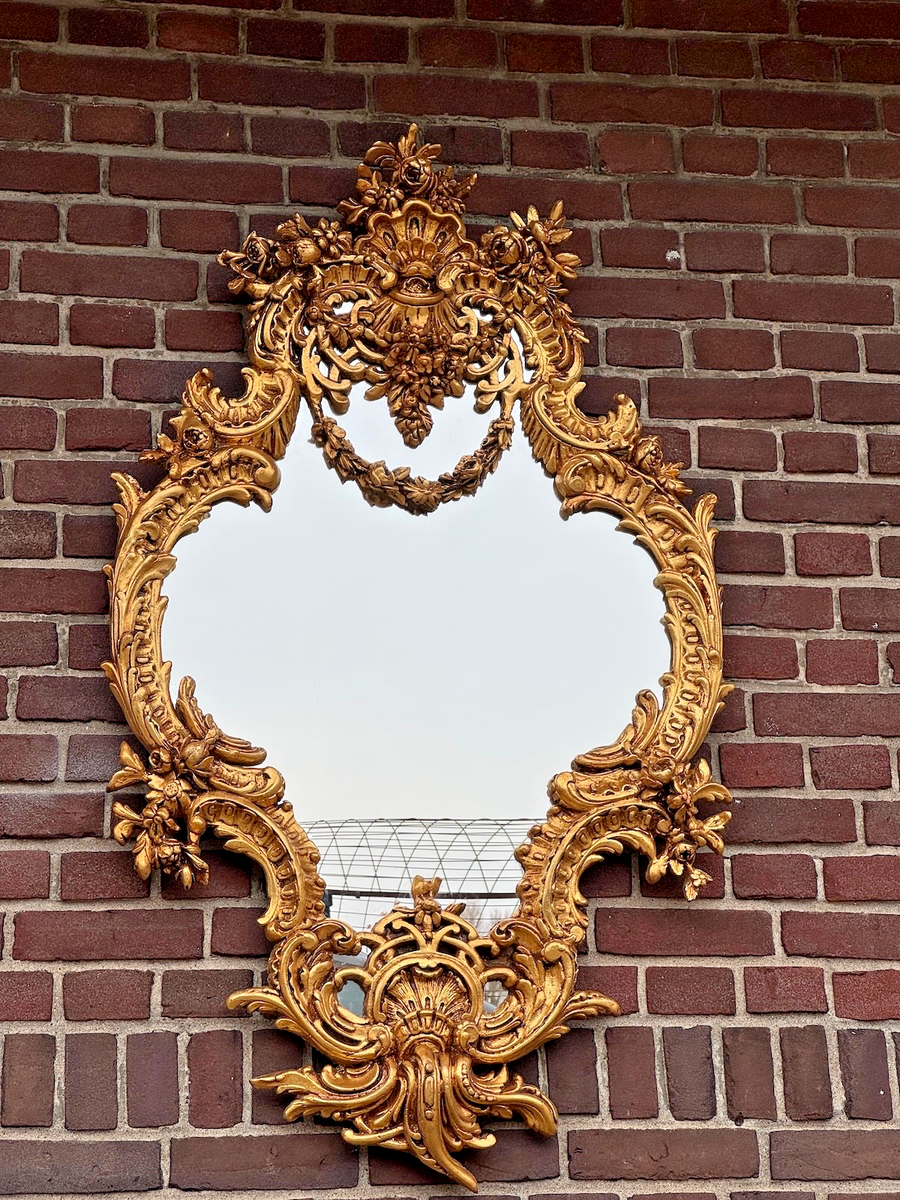 Vintage French Rococo Style Gilt Wood Wall Mirror Ornate Frame | eBay