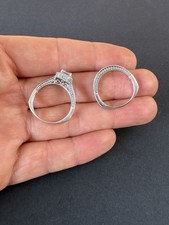 Engagement  Wedding Band Princess Cubic Zirconia Sterling Silver 925 Ring Set