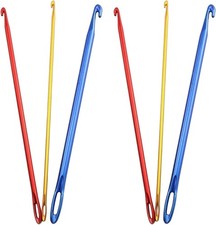 6Pcs Aluminum Tunisian Afghan Crochet Hook DIY Knitting Needles Tool Large-Eye