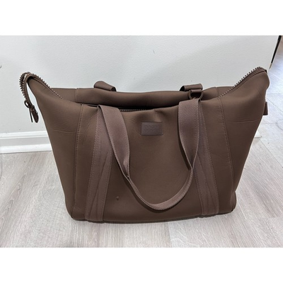 #ad Dagne Dover Landon Neoprene Carryall Bag Brown Duffle Weekender Large $79.99