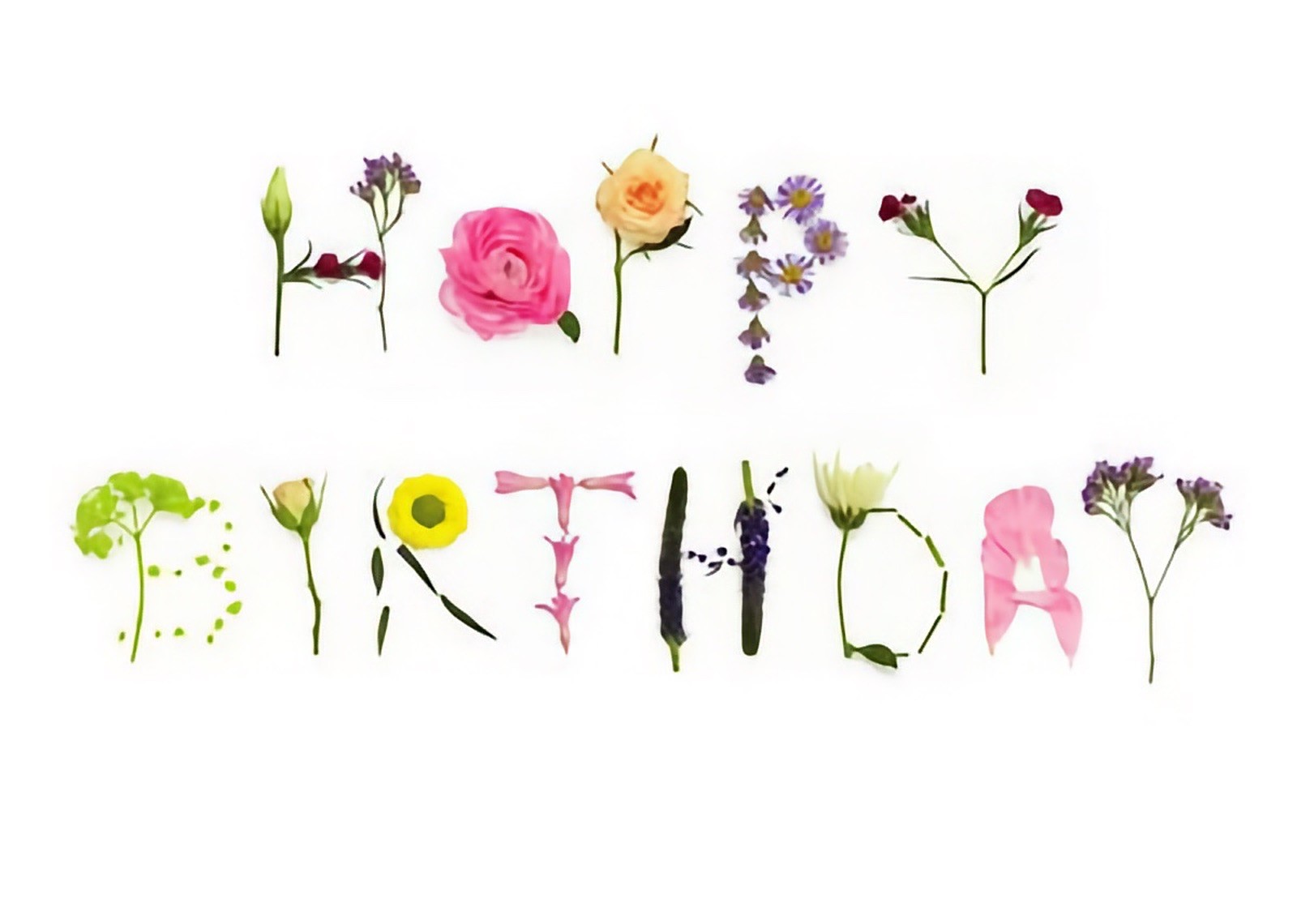 Happy Birthday Card Flowers Floral Lettering Female Mum Nan Daughter Sister