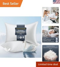 Luxury Goose Feather Pillows Queen Size Set of 2 - Soft Support for All Sleepers