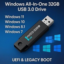 Windows 11/10/8.1/7 Bootable USB 3.0 - Install, Recover, Repair - 32GB