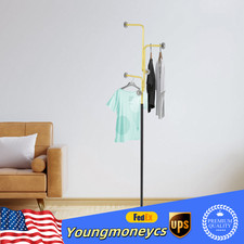 NEW Modern Freestanding Coat Rack Stand With 5 Hooks Gold Black For Entrances