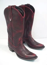 Lane Women's 7 M Burgundy Emma Jane Western Boots Snip Toe