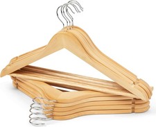 Wooden Clothes Hangers 10 Pack Wood Coat Hangers Non-Slip Shoulder Grooves