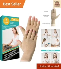 Lightweight Fingerless Gloves - 2 Pair Set for Arthritis Pain Relief, Small Size