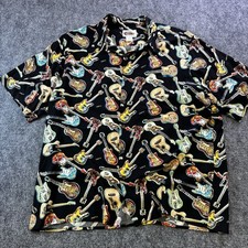 Reyn Spooner Art Of Eddy Y Rayon Guitar Shirt Made In USA Men’s XL Hawaii