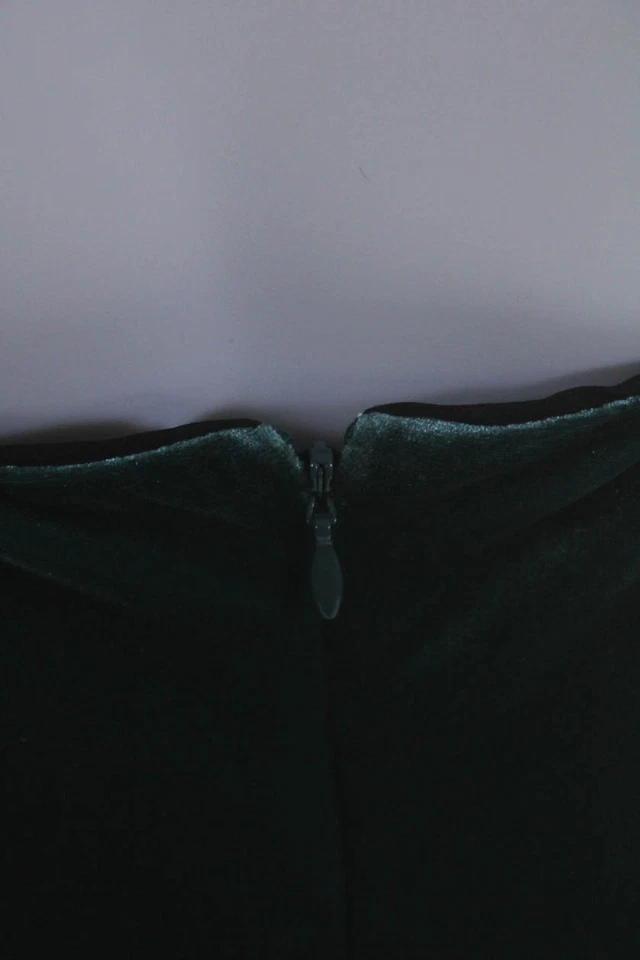 Vestido recto sin mangas de encaje verde terciopelo con cuello en V talla 2 Cynthia Steffe para mujer Foto 4 de 4