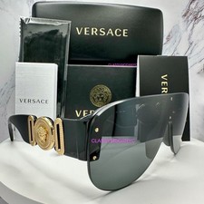 VERSACE Sunglasses Shield Black VE4391 GB1/87 Gold Mask Medusa Runway Versace