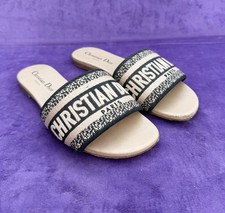 Christine Dior Slide Flat DWAY Cotton Embroid...