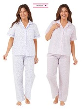 Marlon Woven Button Pyjamas Ladies Short Sleeve Floral Tailored Pyjama Set