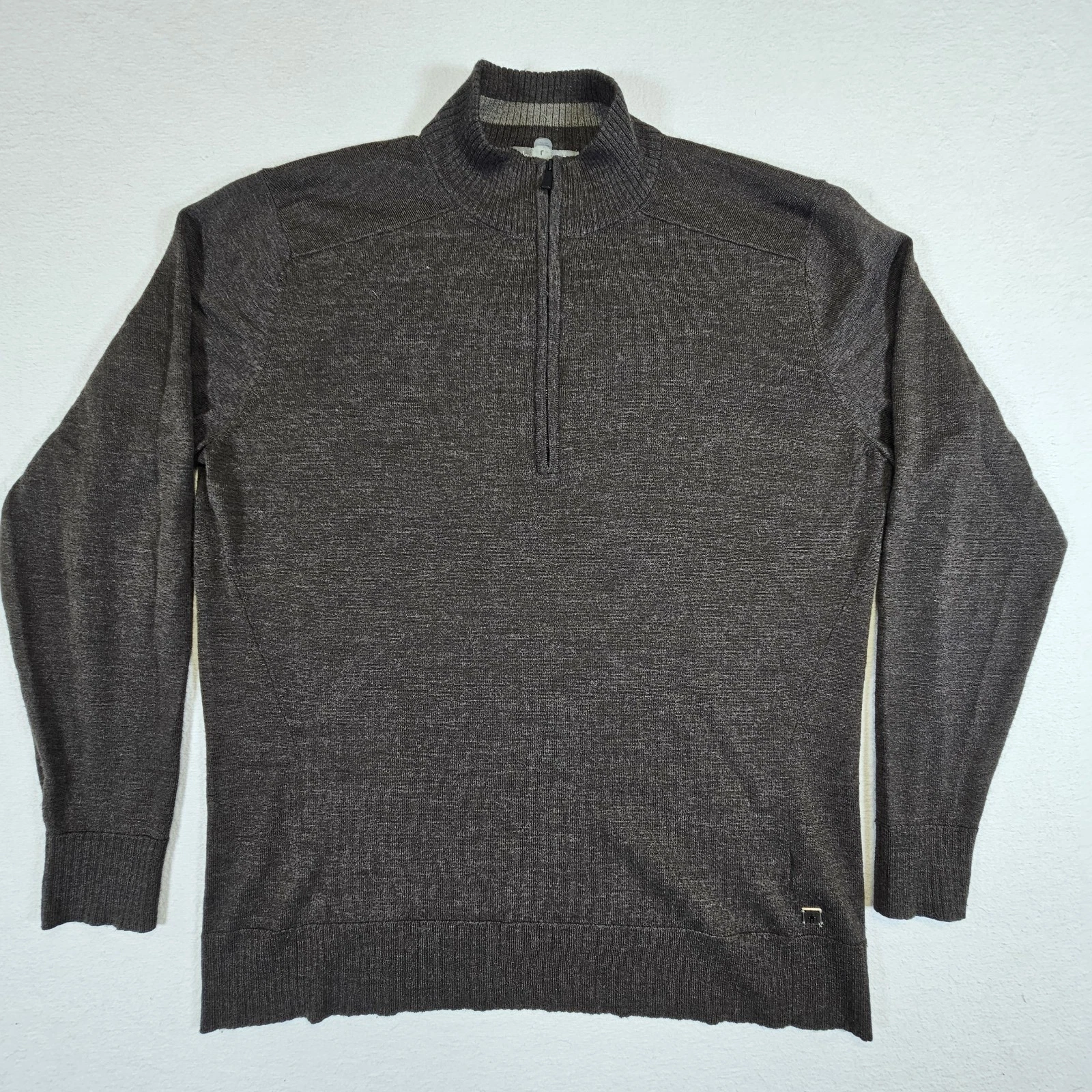 Smartwool Shirt Mens Large Classic Thermal Merino Wool Base Layer 1/4 Zip Brown