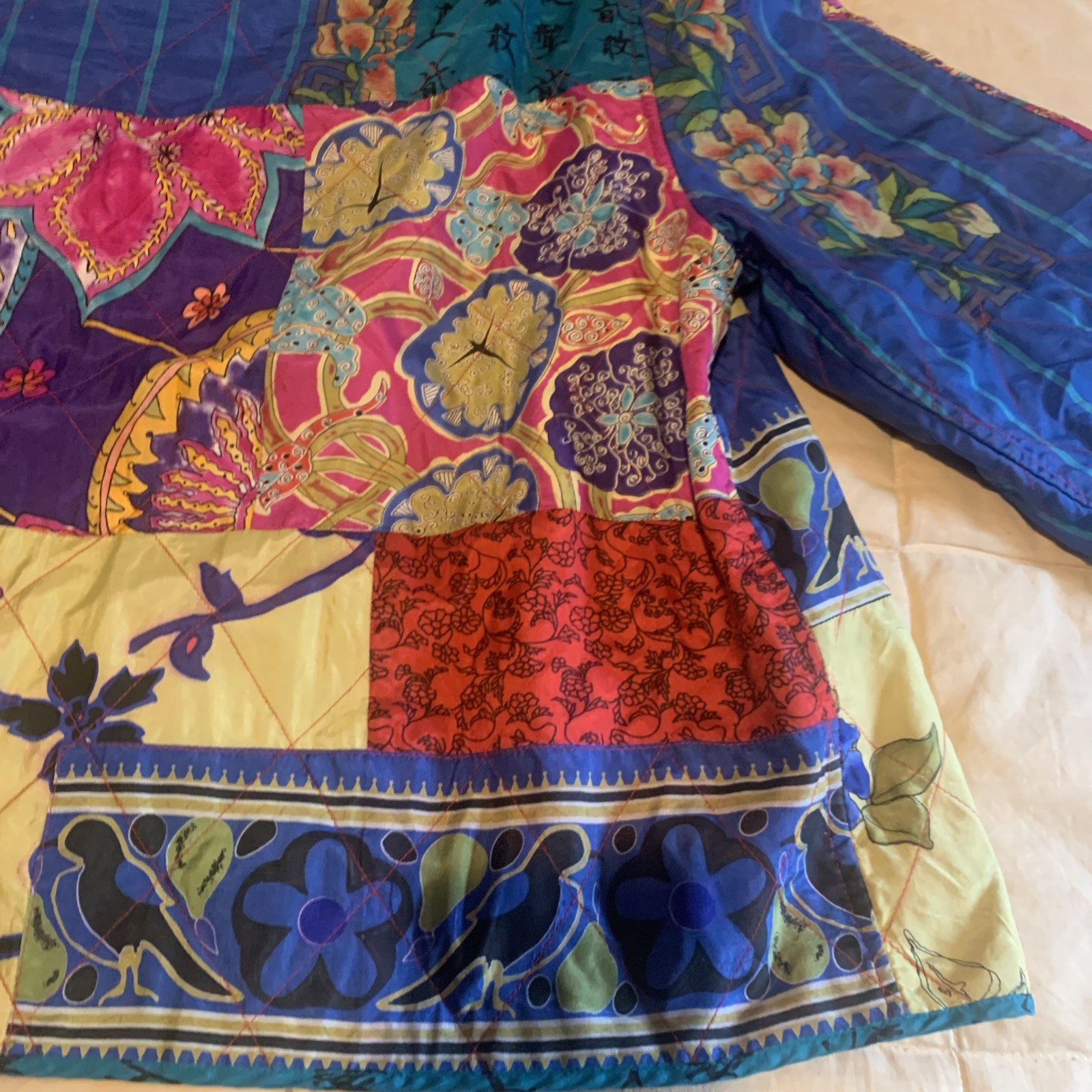 Chicos Jacket 100% Silk Patchwork Lined Boho Indi… - image 15