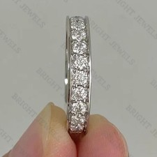 2CTW Round Cut Moissanite Engagement Eternity Band For Her 14K White Gold Plated