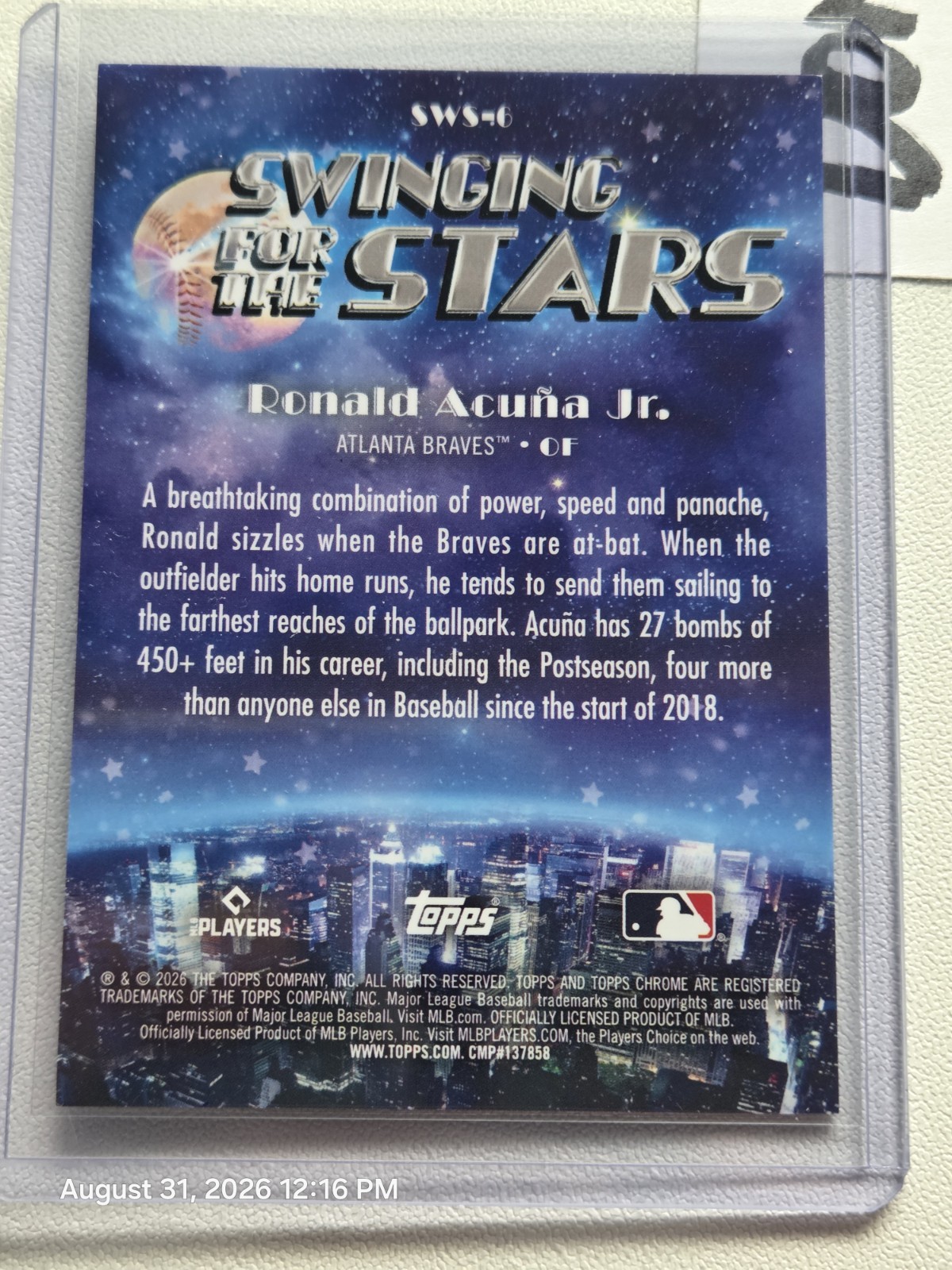 2026 Topps Series 2- Topps Chrome Swinging For The Stars - Ronald Acuña Jr 09/10 view 7