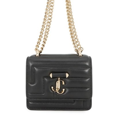Jimmy Choo Varenne Avenue Quad Leather Chain Shoulder Bag Black