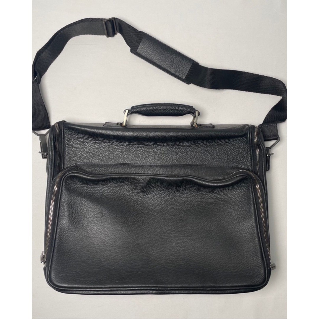 ERMENEGILDO ZEGNA BLACK LEATHER BRIEFCASE BAG