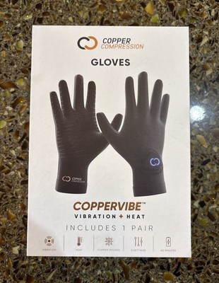 Copper Compression CopperVibe Vibration Heat Therapy Gloves Black Pain Relief