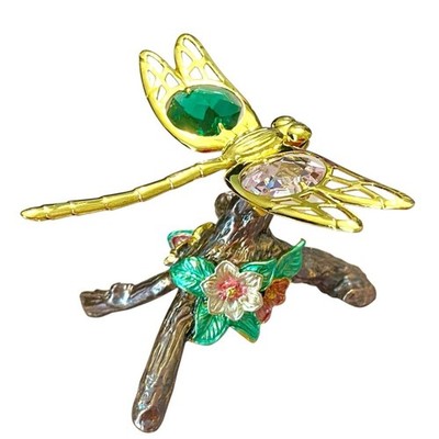 Mini Figurine By Crystal Temptations 24K Gold Plated Dragonfly Swarovski Crystal
