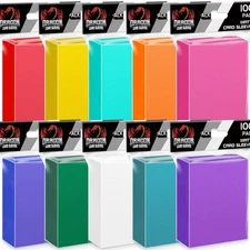 1000 Count Card Sleeves Toploaders for Trading Cards, 10 Colors Soft Baseball...