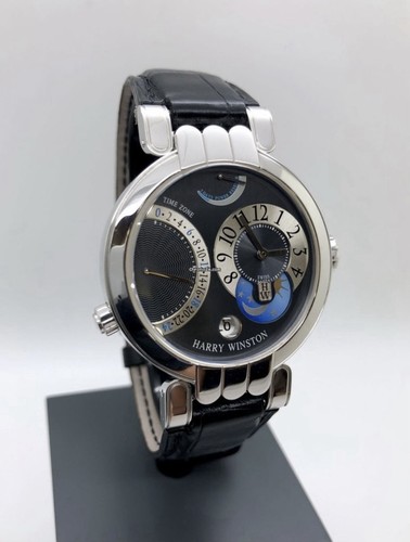 Harry Winston Premier Excenter 18k White Gold Time Zone Moonphase
