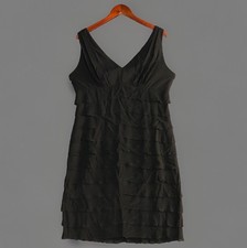 Jones New York Dress 14 Black Chiffon Tiered Ruffle Sheath Party Evening Glamour