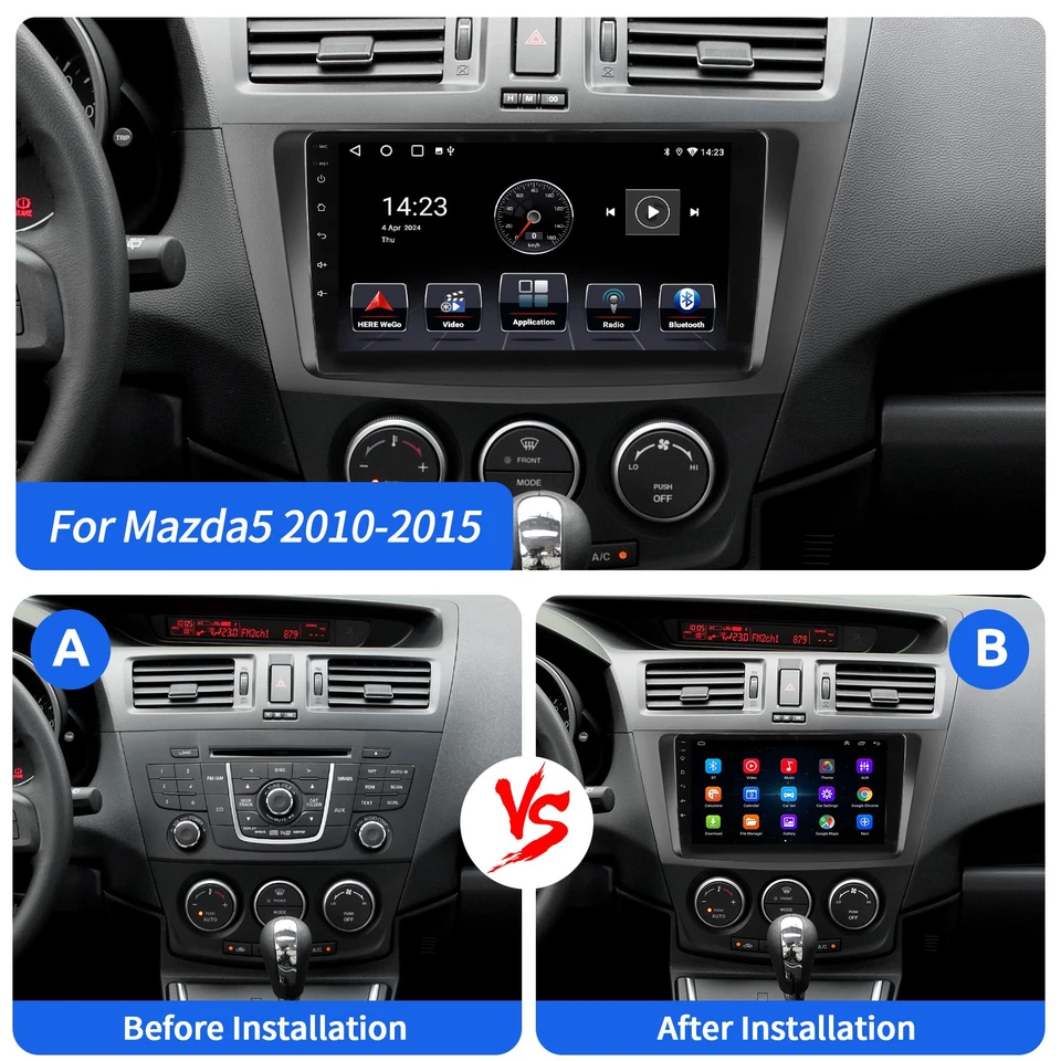 Para Mazda 5 2010-2015 9" Android 14 Carplay Coche Estéreo Unidad Principal GPS NAVEGACIÓN FM Wifi Foto 4 de 4