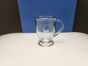 John Deere White Patch Pedestal Glass Mug Coffee Cup With Handle HTF 