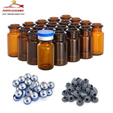 10mL Amber Glass Vials Lab Headspace Vials 100Pcs Flip Off Caps Rubber Stoppers