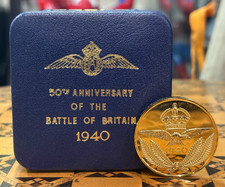 Rare 50th Anniversary of The Battle of Britain 1940 Gold Plated Medal SU806
