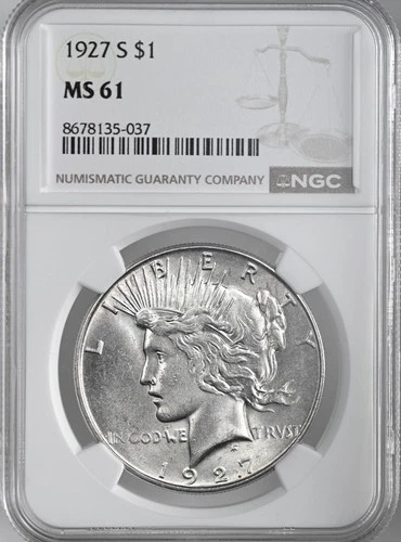 1927-S  $1 PEACE SILVER DOLLAR  "SAN FRANCISCO MINT"  NGC MS61  #8678135-037