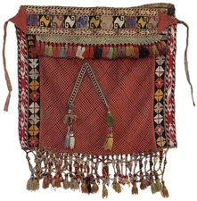 ANTIQUE  UZBEK   LAKAI SILK EMBROIDERY MIRROR BAG