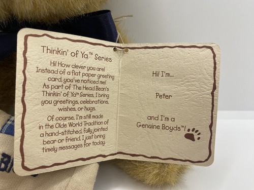 BOYDS Home Is Where Your Teddy Bear Lives PELUCHE Colección Peter The Head Bean - Imagen 4 de 5