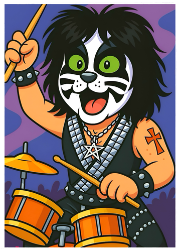 PETER CRISS - KISS * Custom ACEO * Fun Novelty * MUSIC CARTOON * Art Card * ATC