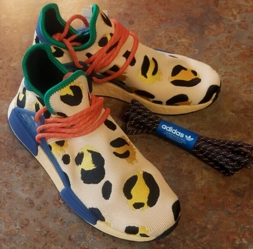 ADIDAS X PHARRELL WILLIAMS MEN'S HU NMD "PULSE AMBER" ANIMAL SIZE 9.5 NWOB