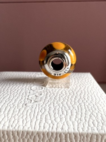 PANDORA SSILVER YELLOW SWIRLY SWIRL MURANO GLASS CHARM #790670 RARE RETIRED - Picture 16 of 24