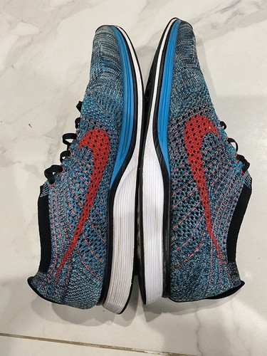 Nike Air Flyknit Racer Blue Neo Turquoise sz 11.5 Running Shoes Sneakers EUC - Picture 5 of 8