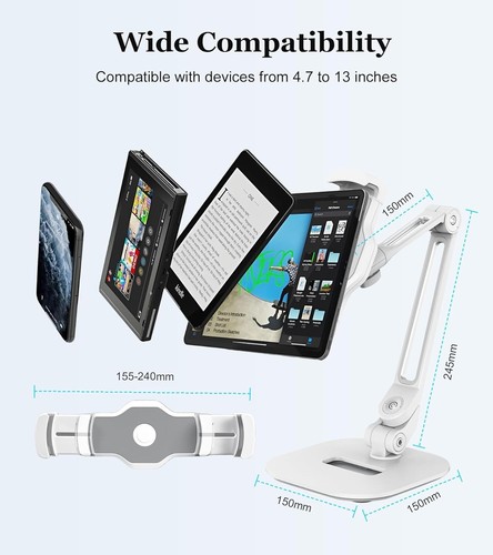 Support Tablette Réglable Étanchéité Aluminu Compatible avec iPad 4,7"-13", i - Photo 2/3