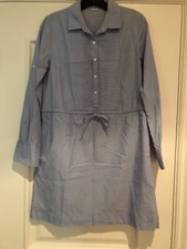 J.CREW Chambray Pleated Bib Front Tie-Waist Shirt Dress S