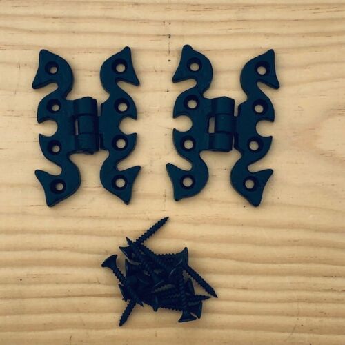 6 Cabinet Hinges 2 3/4" Long Decorative Butterfly Cabinet Gate Iron Small Black - Picture 2 of 7