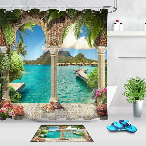 Overseas Palace Waterproof Bath Polyester Shower Curtain Liner Water Resistant - Imagen 2 de 9