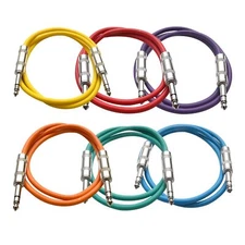 Seismic Audio Speakers ¼” to ¼” TRS Patch Cables, 2 Foot P