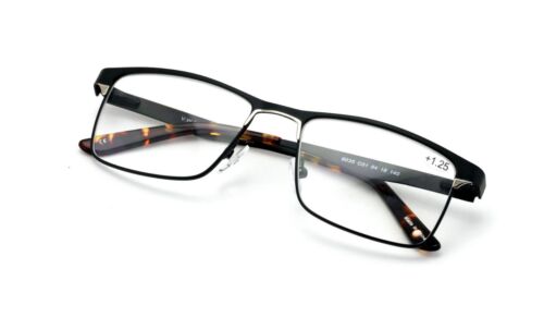 Men Premium Rectangle Stainless Steel Reading Glasses Wide Fitment Metal Reader - Picture 2 of 9