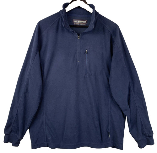 WEATHERPROOF GARMENT COMPANY 1/4 Zip Fleece Pullover Men's Size Large Navy Gorp