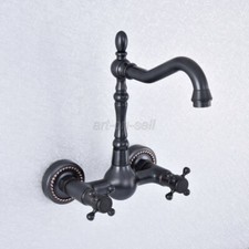 Oil Rubbed Bronze Swivel Bathroom Kitchen Basin Sink Faucet Mixer Tap Wall Mount