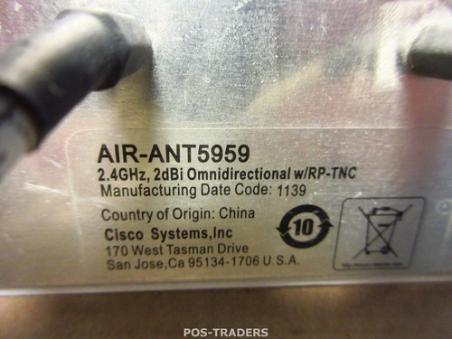 Antenne omnidirectionnelle Cisco AIR-ANT5959 2,4 GHz 2 dBi avec antenne de plafond RP-TNC - Photo 3/3